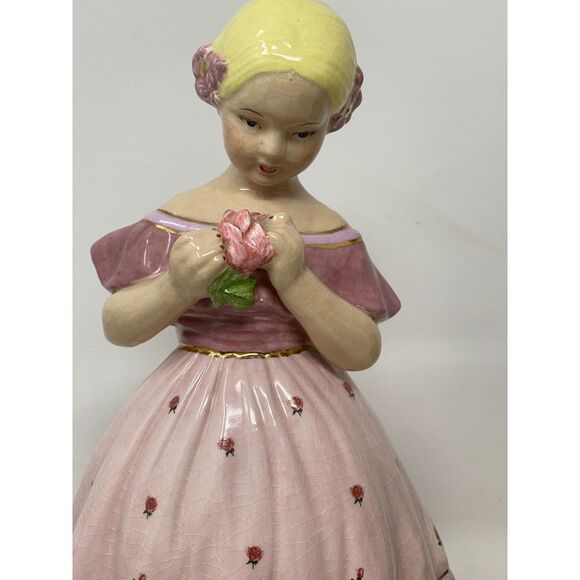 Vintage 1973 Southern Belle Blond Girl Flowers Pink Dress Holland Mold Figurine - Picture 5 of 10